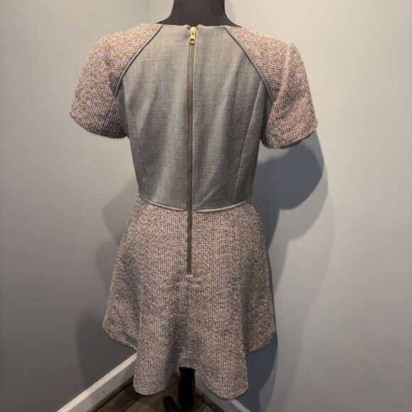 J. Crew Dress Gray Metallic Tweed Wool Blend Pleated Fit & Flare Skater Dress 8 - Picture 3 of 12